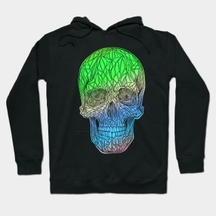 Stained glass skull - green as blue fade version Hoodie